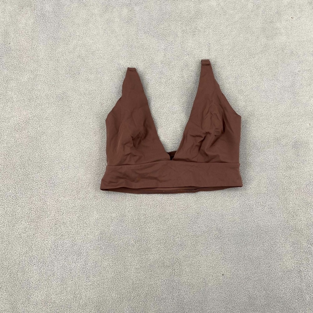 Everlane Triangle Bikini Top Women Small Brown Stretch Adjustable Strap Swimwear